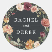 Sticker Rond Bloom rustique | Floral Mariage de couronne (Devant)