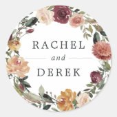 Sticker Rond Bloom rustique | Floral Mariage de couronne (Devant)