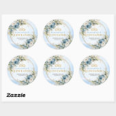 Sticker Rond Blooming Dusty Blue Gold Greenery 15th Birthday   (Feuille)