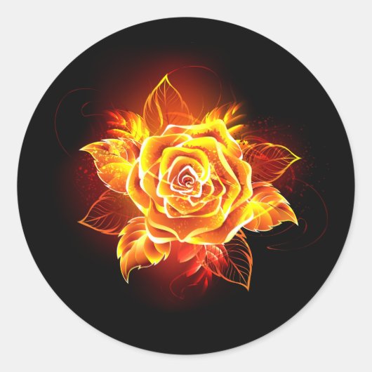 Sticker Rond Blooming Fire Rose (Devant)