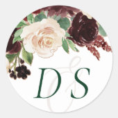 Sticker Rond Blooms rustiques | Terracotta Marsala Enregistrer (Devant)
