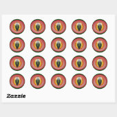 Sticker Rond Blooshot Eyeball Orange Iris Slit Pupil (Feuille)