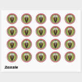 Sticker Rond Blooshot Eyeball Vert Iris Slit Pupil (Feuille)