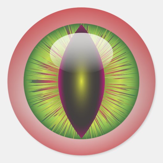 Sticker Rond Blooshot Eyeball Vert Iris Slit Pupil (Devant)