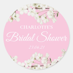 Sticker Rond Blossom Blanc Baby Shower