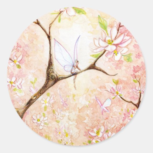 Sticker Rond Blossom de vue rose (Devant)