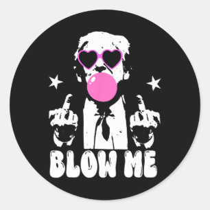 Sticker Rond Blow Me Drôle Trump Pink Bubble Gum Donald Trump 2