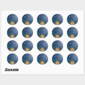 Sticker Rond Blue Afro Ebony Girl Gros Cheveux (Feuille)