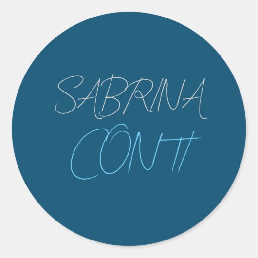 Sticker Rond Blue Ajouter Nom Moderne Minimaliste Plain (Devant)