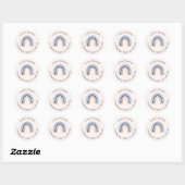 Sticker Rond Blue and Peach Rainbow Boho Design Address (Feuille)