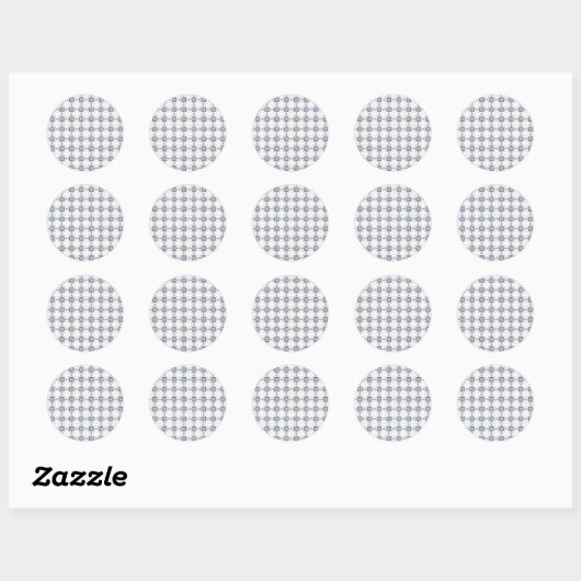 Sticker Rond Blue and white geometric pattern  (Feuille)