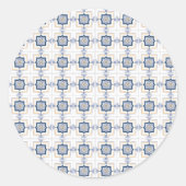 Sticker Rond Blue and white geometric pattern (Devant)