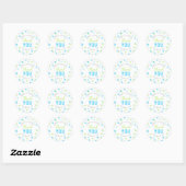 Sticker Rond Blue Aqua Green Confetti Anniversaire Merci (Feuille)
