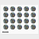 Sticker Rond Blue aqua steampunk gears, cogs, clock faces (Feuille)