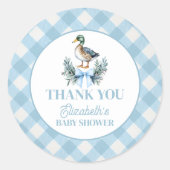 Sticker Rond Blue Baby Boy Mallard Duck Baby shower (Devant)