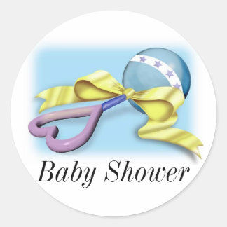 Sticker Rond Blue Baby Rattle C'est un garçon