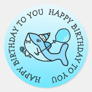 Sticker Rond Blue Baby Shark Boy's Birthday Party