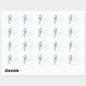 Sticker Rond Blue Balloon Bow Greenery Baby Shower Thank You (Feuille)