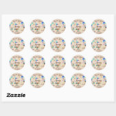 Sticker Rond Blue Balloon Sloth Birthday Party Celebration (Feuille)