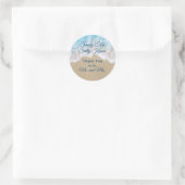Sticker Rond Blue Beach Waves Sandy Toits Salty Baisers Merci (Sac)