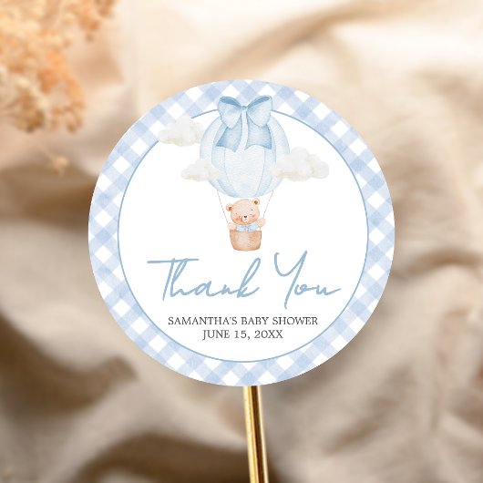 Sticker Rond Blue Bear Bearly Wait Baby Shower