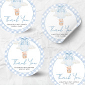 Sticker Rond Blue Bear Bearly Wait Baby Shower