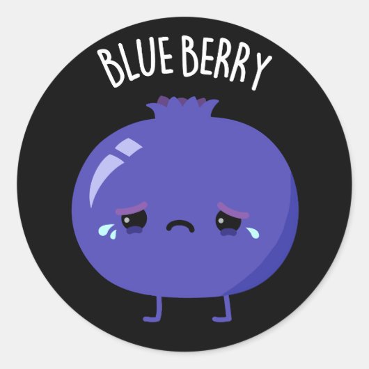 Sticker Rond Blue Berry Funny Blueberry Pun Dark BG (Devant)