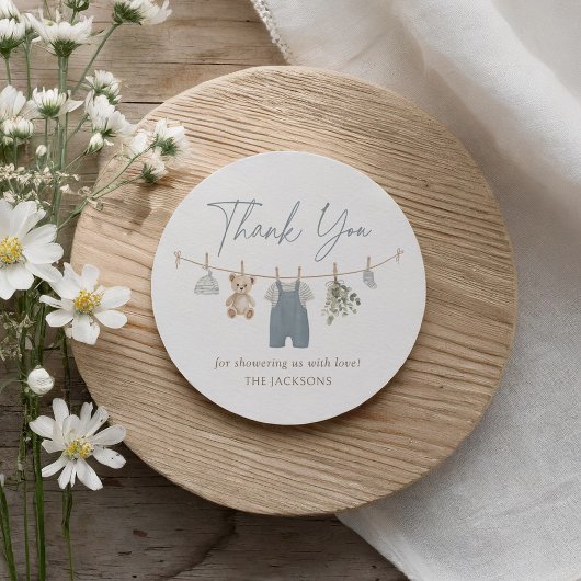 Sticker Rond Blue Boho Boy Baby Clothes Baby Shower