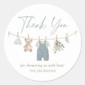 Sticker Rond Blue Boho Boy Baby Clothes Baby Shower (Devant)