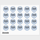 Sticker Rond Blue Bold ombrage chiffres classe de 2026 (Feuille)