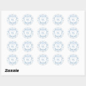 Sticker Rond Blue Bow Coquette Blue Boy baby shower Merci (Feuille)