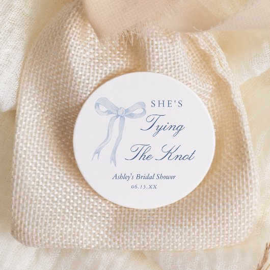 Sticker Rond Blue Bow Elle Noue le Nœud Réception de Mariage