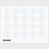 Sticker Rond Blue Bow Lace Boy Baptism (Feuille)