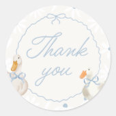 Sticker Rond Blue Bow Silly Goose Coquette Anniversaire Classic (Devant)