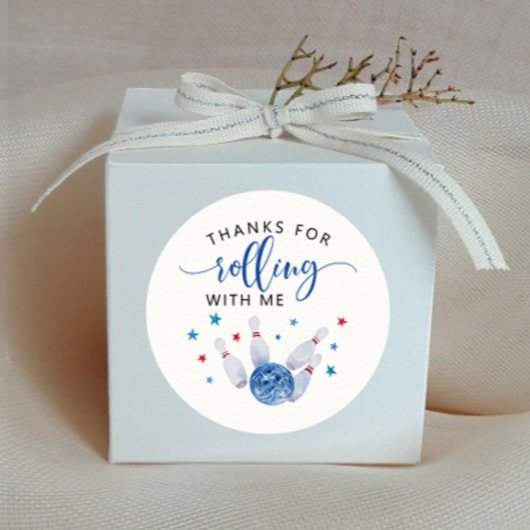 Sticker Rond Blue Bowling Anniversaire de enfant Party Favorise