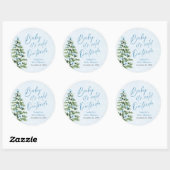 Sticker Rond Blue Bows Boy Baby It's Cold Outside Baby shower (Feuille)