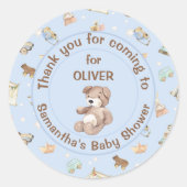 Sticker Rond Blue Boy Baby shower Favoriser (Devant)