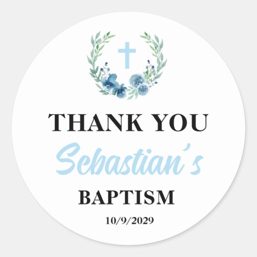 Sticker Rond Blue Boy Baptism  (Devant)