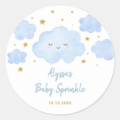Sticker Rond Blue Boy Cloud Stars Baby Sprinkle (Devant)