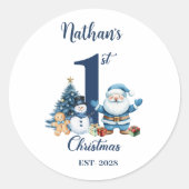 Sticker Rond Blue Boy First Christmas  (Devant)