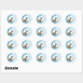 Sticker Rond Blue Brown Petit Bambi Nuage de poussière Nuage An (Feuille)