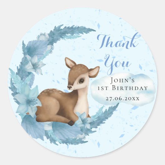 Sticker Rond Blue Brown Petit Bambi Nuage de poussière Nuage An (Devant)