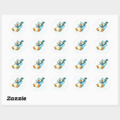 Sticker Rond Blue Bruce glissant sur la glace (Feuille)
