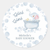 Sticker Rond Blue Bubble Bath Animal Baby Shower (Devant)