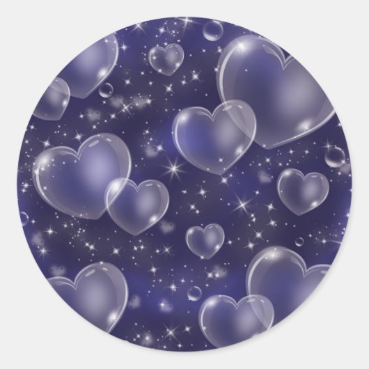 Sticker Rond Blue Bubble Hearts mignon Girly 90's Style Anniver (Devant)