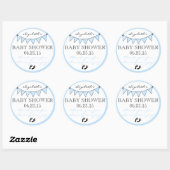 Sticker Rond Blue Bunting Baby Footprints Douche Merci (Feuille)