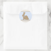 Sticker Rond Blue & Burlap Rustic Bunny Baby Shower de Pâques (Sac)