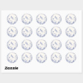 Sticker Rond Blue Chinoiserie Floral Botanique Mariage (Feuille)