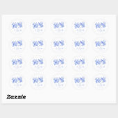 Sticker Rond Blue Chinoiserie Inséparables Vintages Mariage (Feuille)