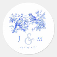Blue Chinoiserie Inséparables Vintages Mariage